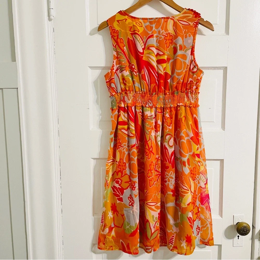 Motherhood Maternity Dress - Orange Floral Sleeveless Fit & Flare - Picture 3 of 3